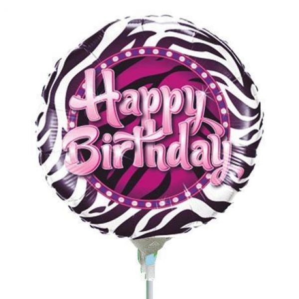 Folienballon luftgefüllt Happy Birthday Zebra Print